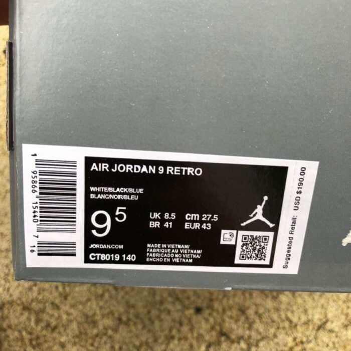 JORDAN 9 RETRO 'UNIVERSITY BLUE' - Image 10