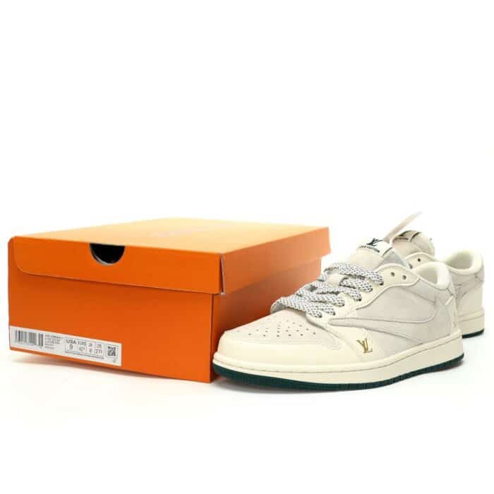 TRAVIS SCOTT X JORDAN 1 LOW OG SP ‘BEIGE/GREEN/GOLD LV’ - Image 9