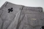 Chrome Hearts Grey Cross Leather Patchwork Jeans - Image 7